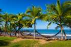 Hammocks on the beach at San Petrillo, Corcovado National Park, Puntarenas Province, Costa Rica Art Print